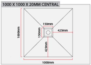 1000 x 1000 Central Shower Tray