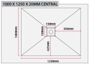 1000 x 1250 Central Shower Tray