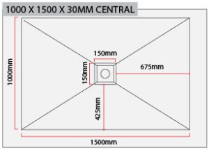 1000 x 1500 Central Shower Tray