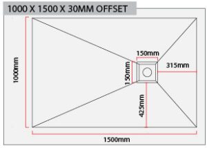 1000 x 1500 Offset Shower Tray