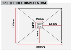 1200 x 1500 Central Shower Tray