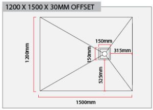 1200 x 1500 Offset Shower Tray